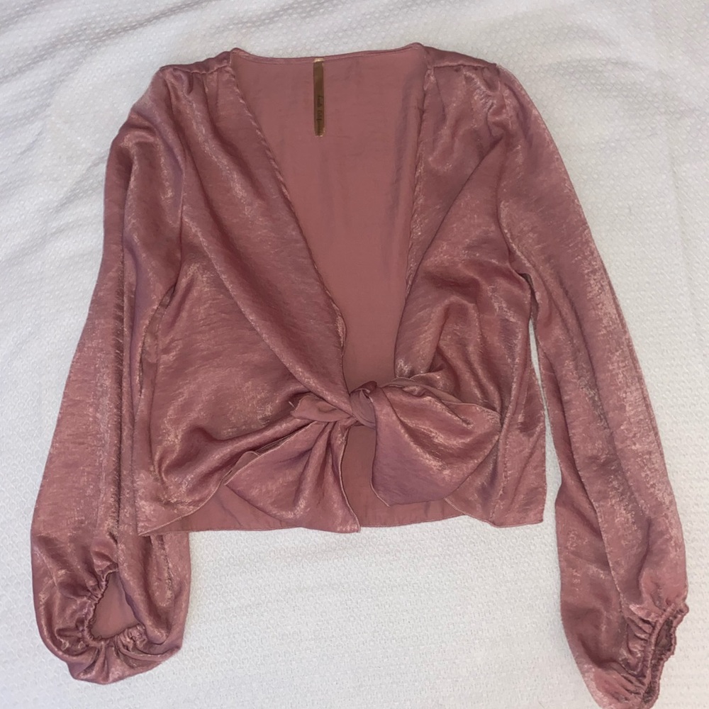 Pink Long Sleeve Blouse Small